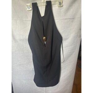 Zara Womens Black Halter Mini Dress Gold Hardware Keyhole XS  Party Chic